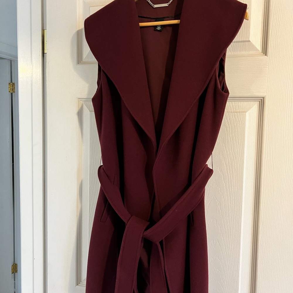 Merlot long vest with tie - dressy